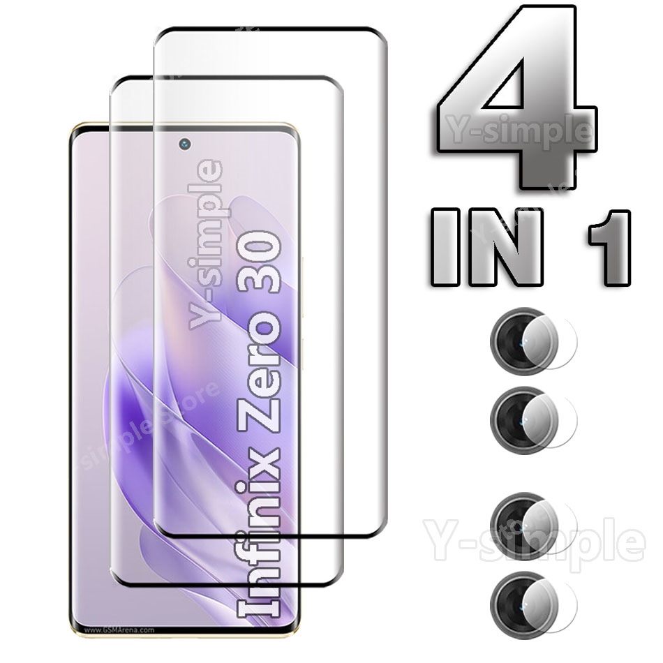 Hd Zero Camera - Infinix Zero 30 4G用4in1 3DガラススクリーンプロテクターHDフィルム曲面強化ガラス、Infinix Zero
