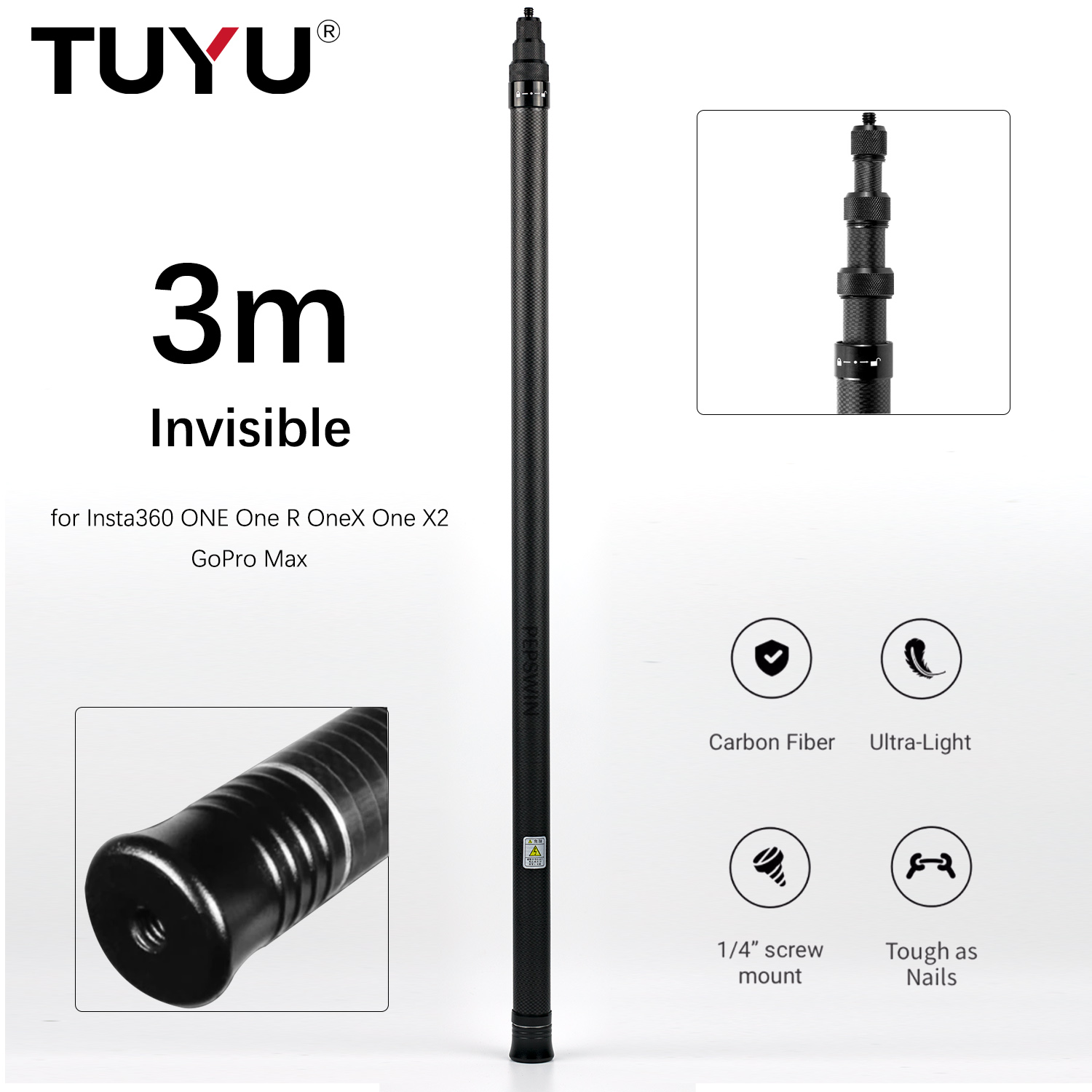 Runcam Camera - Insta360 one x2-目に見えない自撮り棒,3m,one r one x