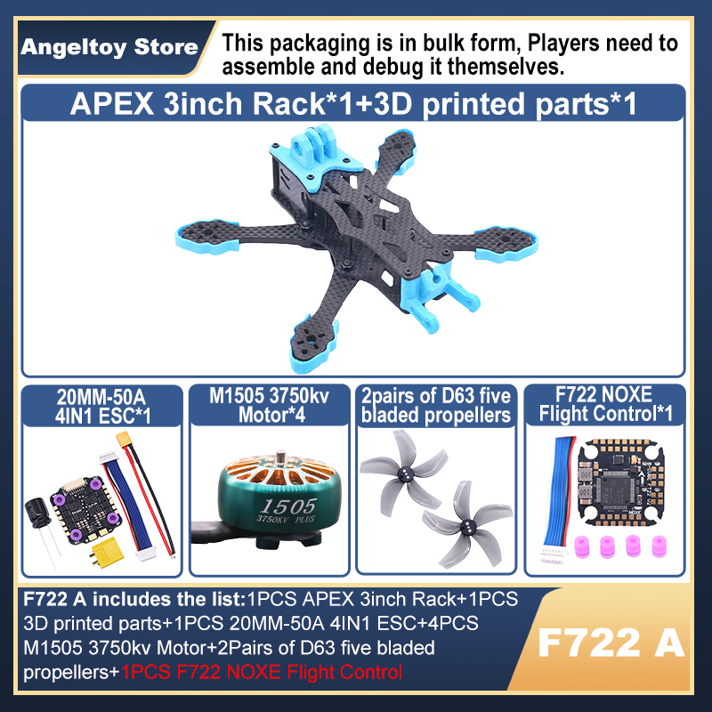F722 Flight Controller - B-CUBE APEX 3インチFPVドローンフレームキット カーボンファイバーレーシングドローン クアッドコプター INAV