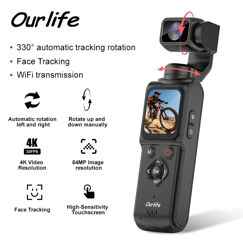 Ourlife 4Kアクションカメラ330 °   顔追跡ジ - Runcam Camera のレビューと価格