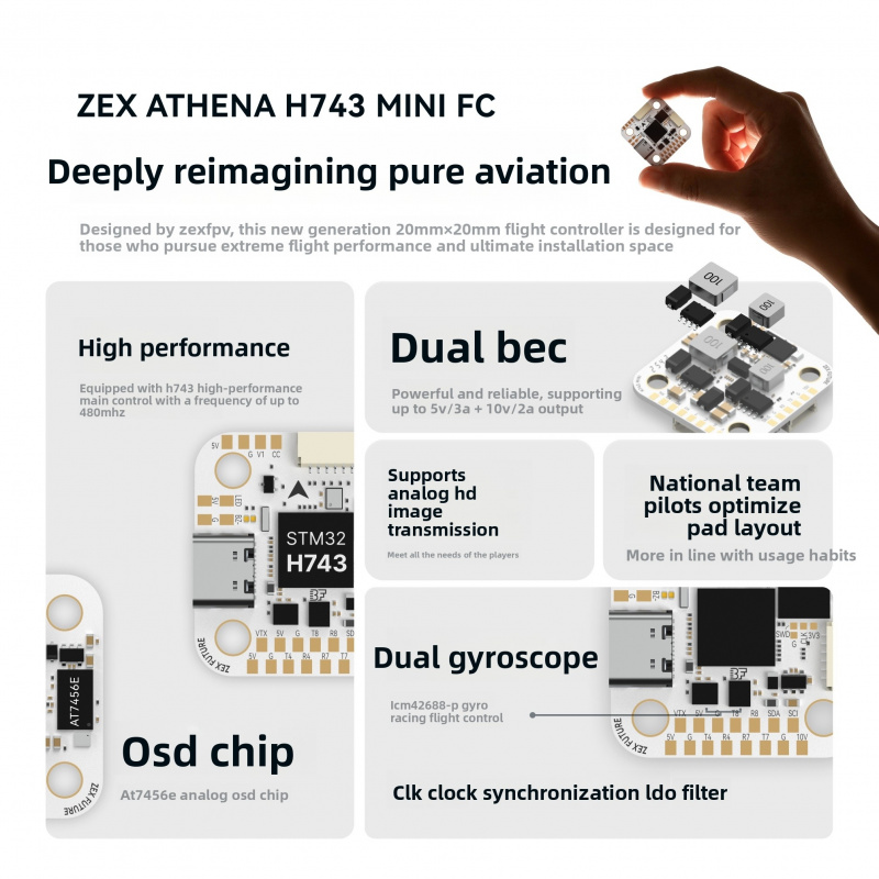 ZEX ATHENA H743ミニフライトコントローラー 8 - Betaflight Fc のレビューと価格