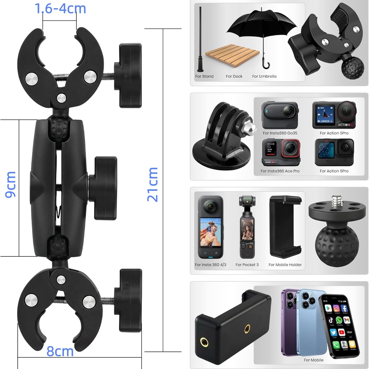 ダブルクリップカニ型スーパーカメラブラケット DJI Act - Runcam Camera のレビューと価格